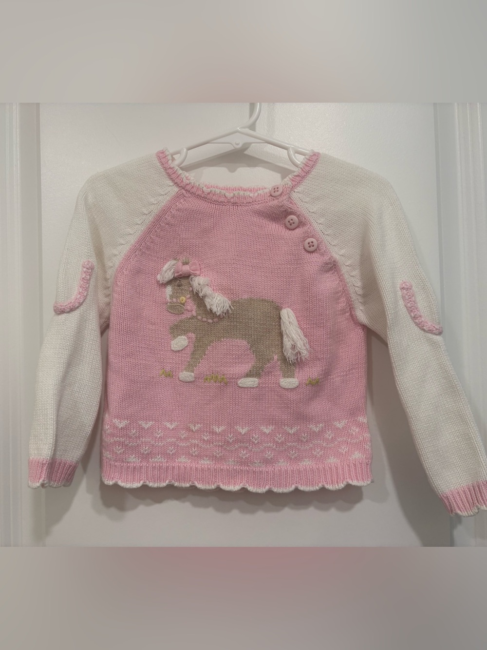 Zubels 12M 100% Cotton Pink Horse Knit Sweater